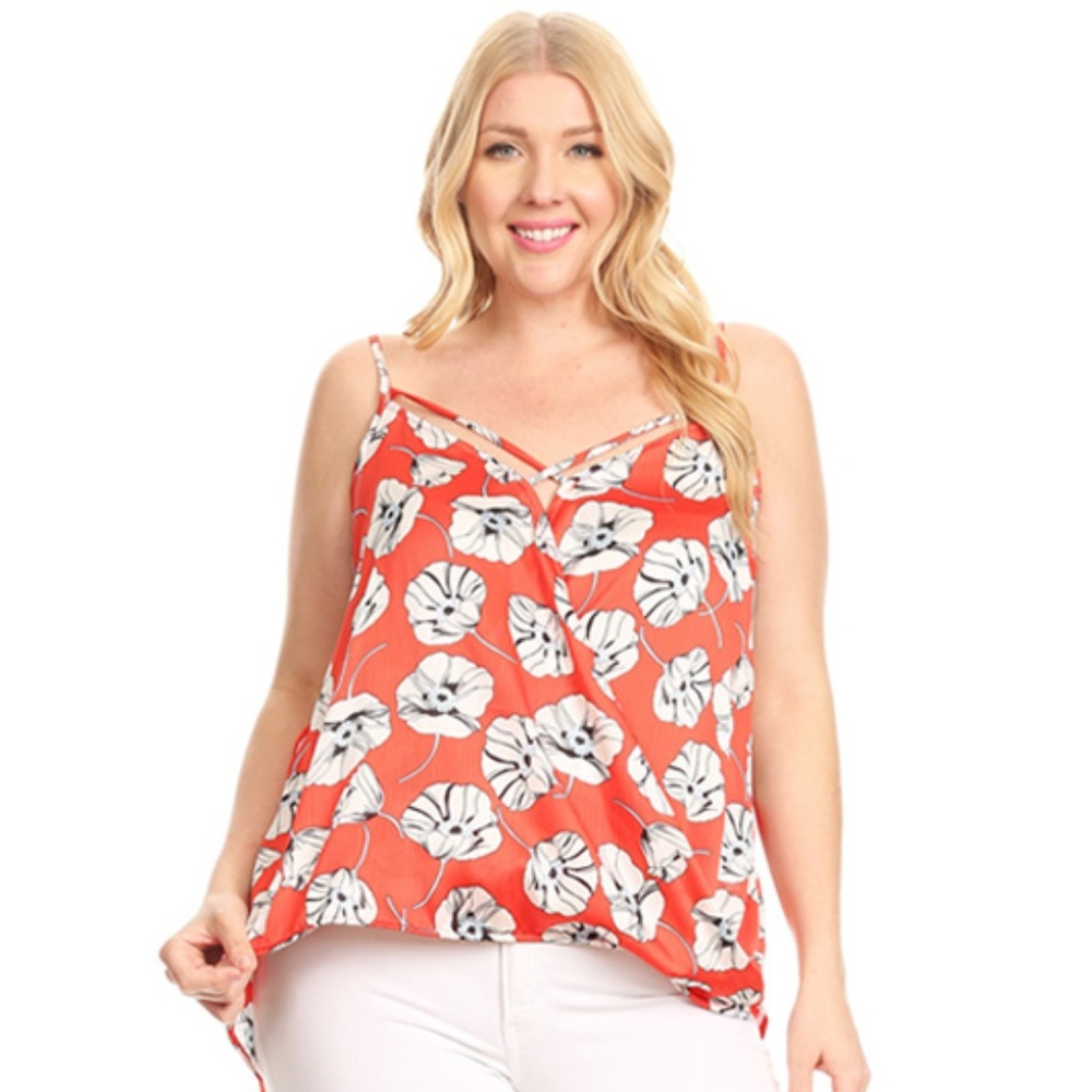 Lilian Plus Size Floral Print Strappy Tunic Top